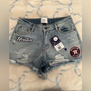 Houston Astros Womens Team Logo Denim Shorts